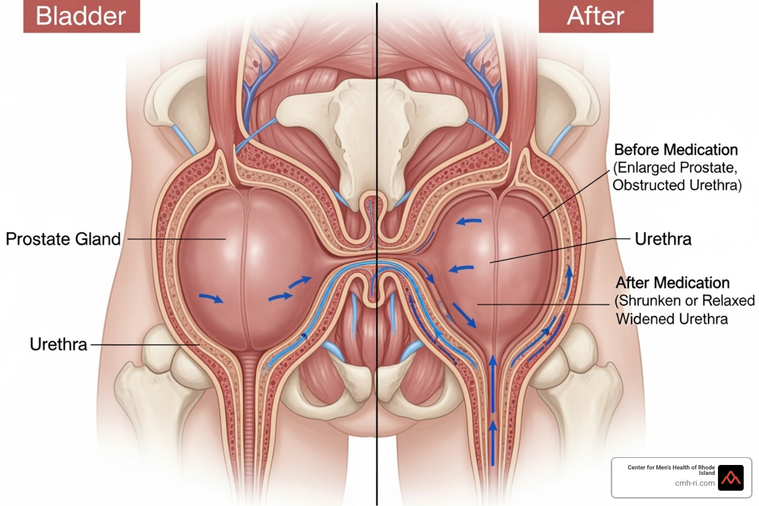 illustrating the mechanisms of different BPH medications - benign prostatic hyperplasia medication
