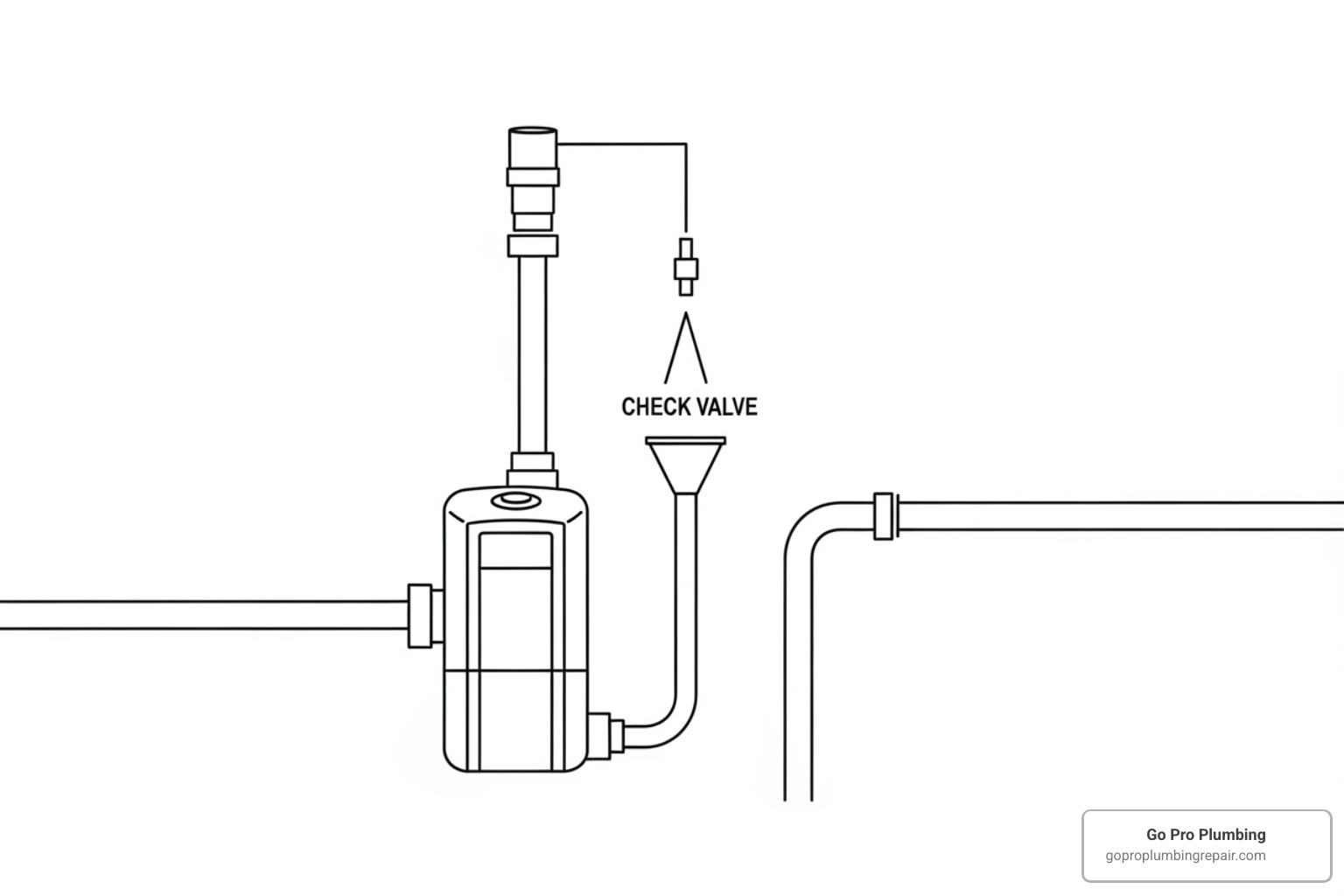 labeled diagram showing the main components like the pump, check valve, and sensor valve - hot water recirculating pump installation diagram