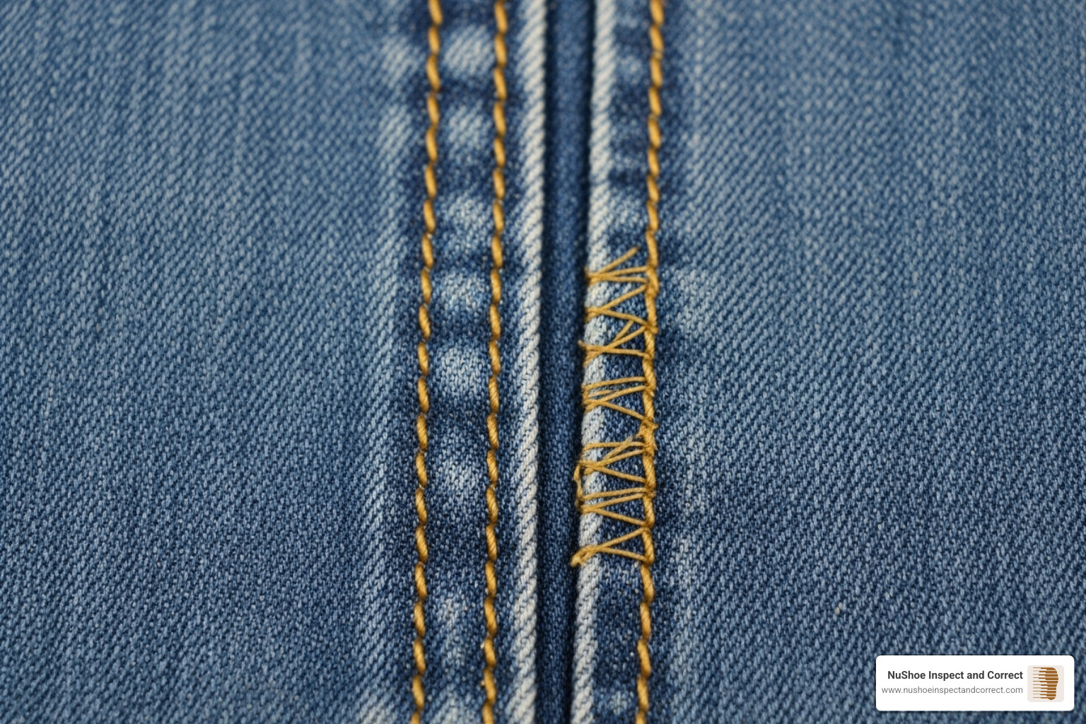 close-up on a seam showing good vs. bad stitching - clothing quality inspection close-up on a seam showing good vs. bad stitching - clothing quality inspection