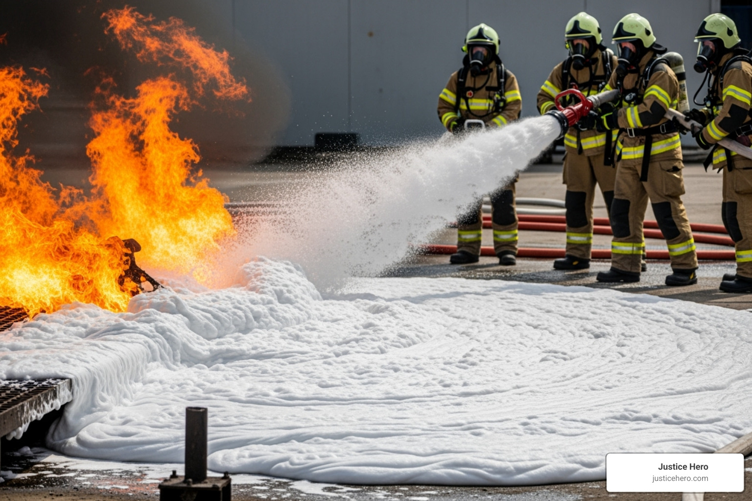 modern, fluorine-free firefighting foam in action - afff