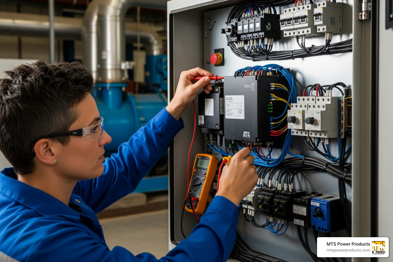a technician installing or adjusting an AVR on a generator - universal avr for generator