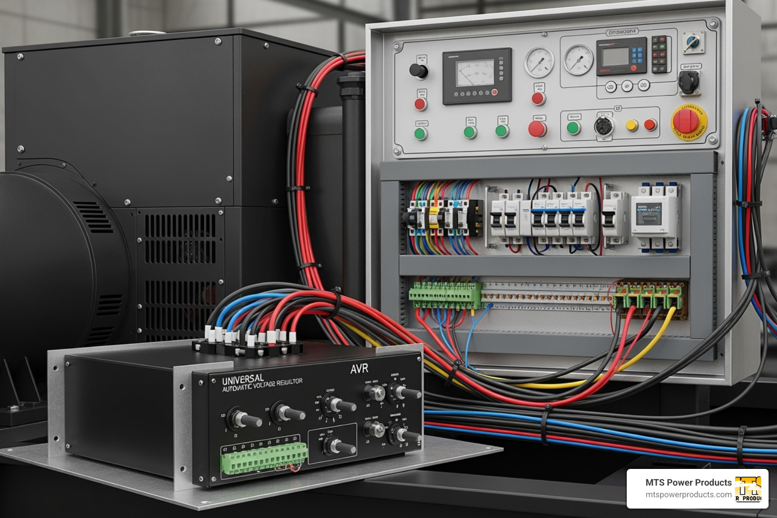 a universal AVR next to a generator's connection panel - universal avr for generator