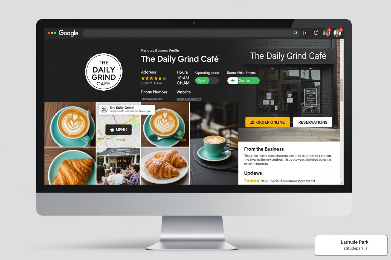 a perfectly optimized Google Business Profile on a desktop screen - google business profile optimization services