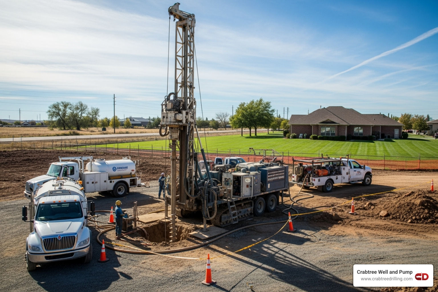 professional drilling rig operating on a property - well drilling springfield ohio