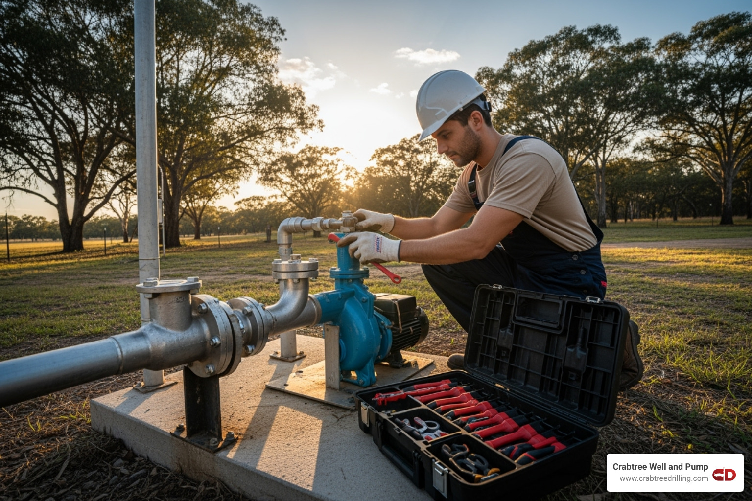 technician servicing a well pump system - well drilling springfield ohio