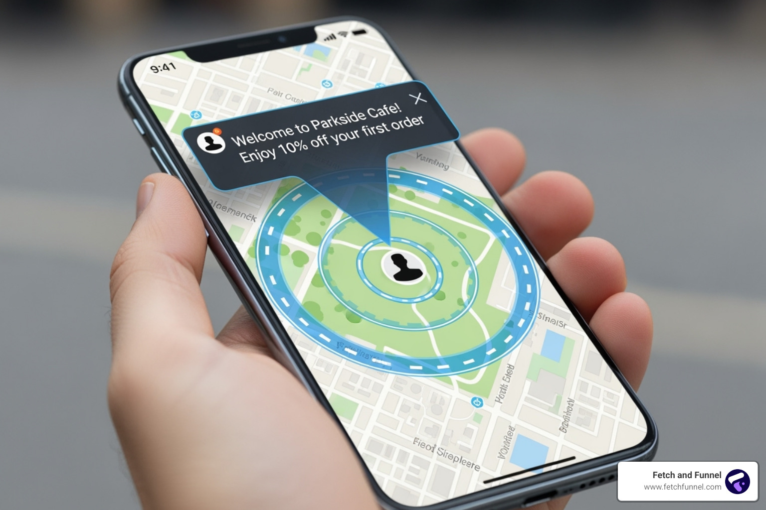 Infographic explaining the basic geofencing process from creating a virtual fence to triggering a mobile ad. - What is geofencing marketing
