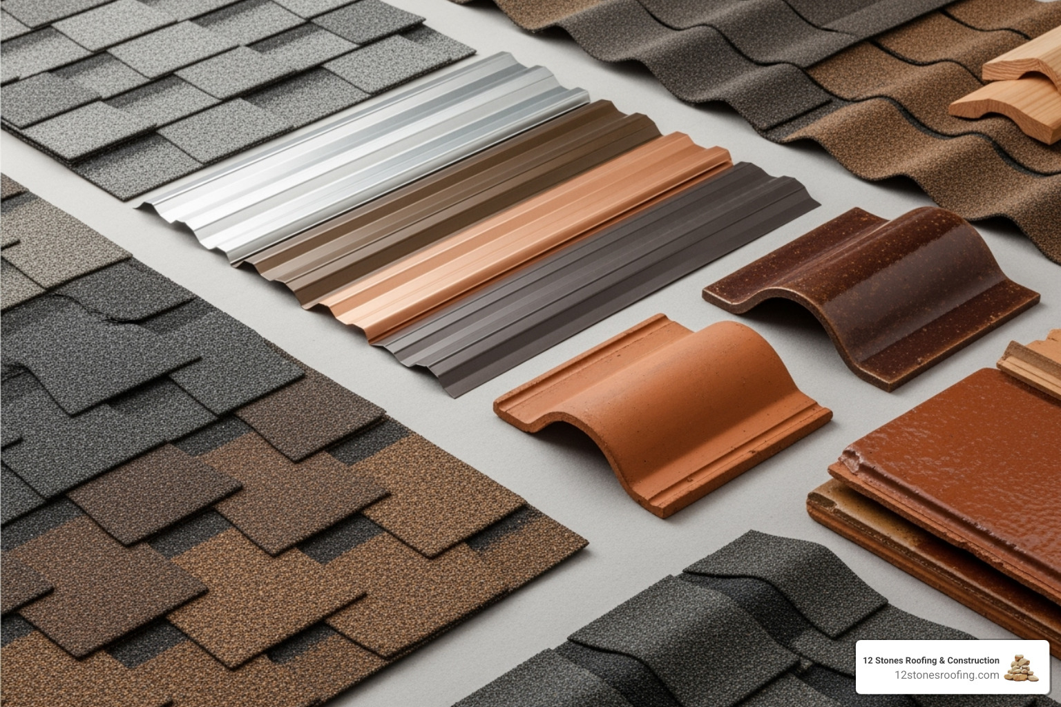 palette of different roofing material samples - Residential roofing Houston TX