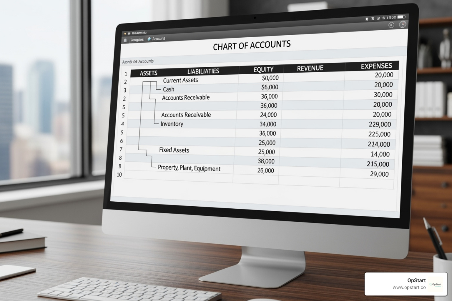 well-organized chart of accounts on a computer screen - how does the finance function contribute to the business
