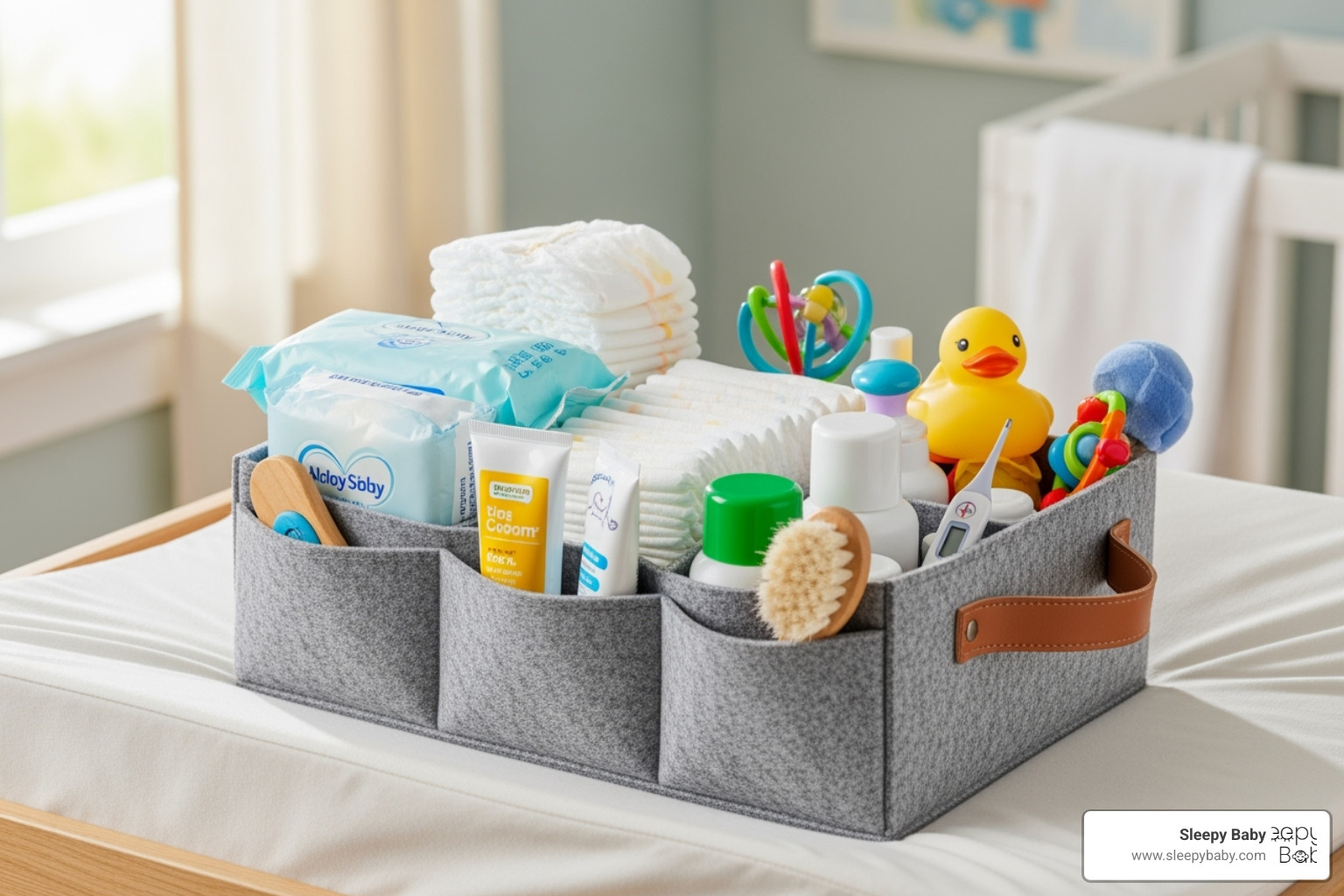 well-stocked changing station caddy - baby registry essentials