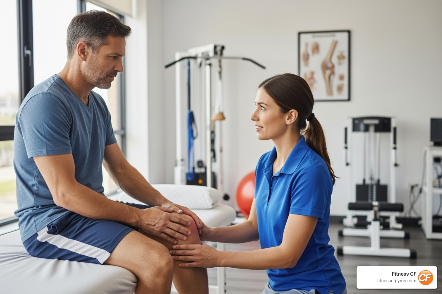 person talking to a physical therapist about knee pain - pain meds for sore muscles person talking to a physical therapist about knee pain - pain meds for sore muscles