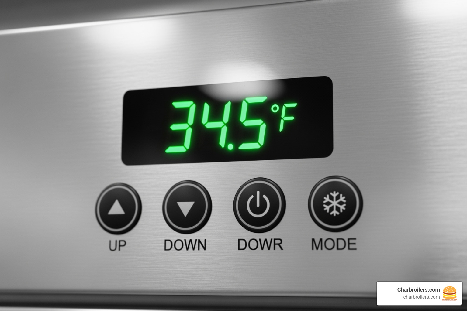 close-up on a digital temperature control panel - display freezer for meat shop close-up on a digital temperature control panel - display freezer for meat shop