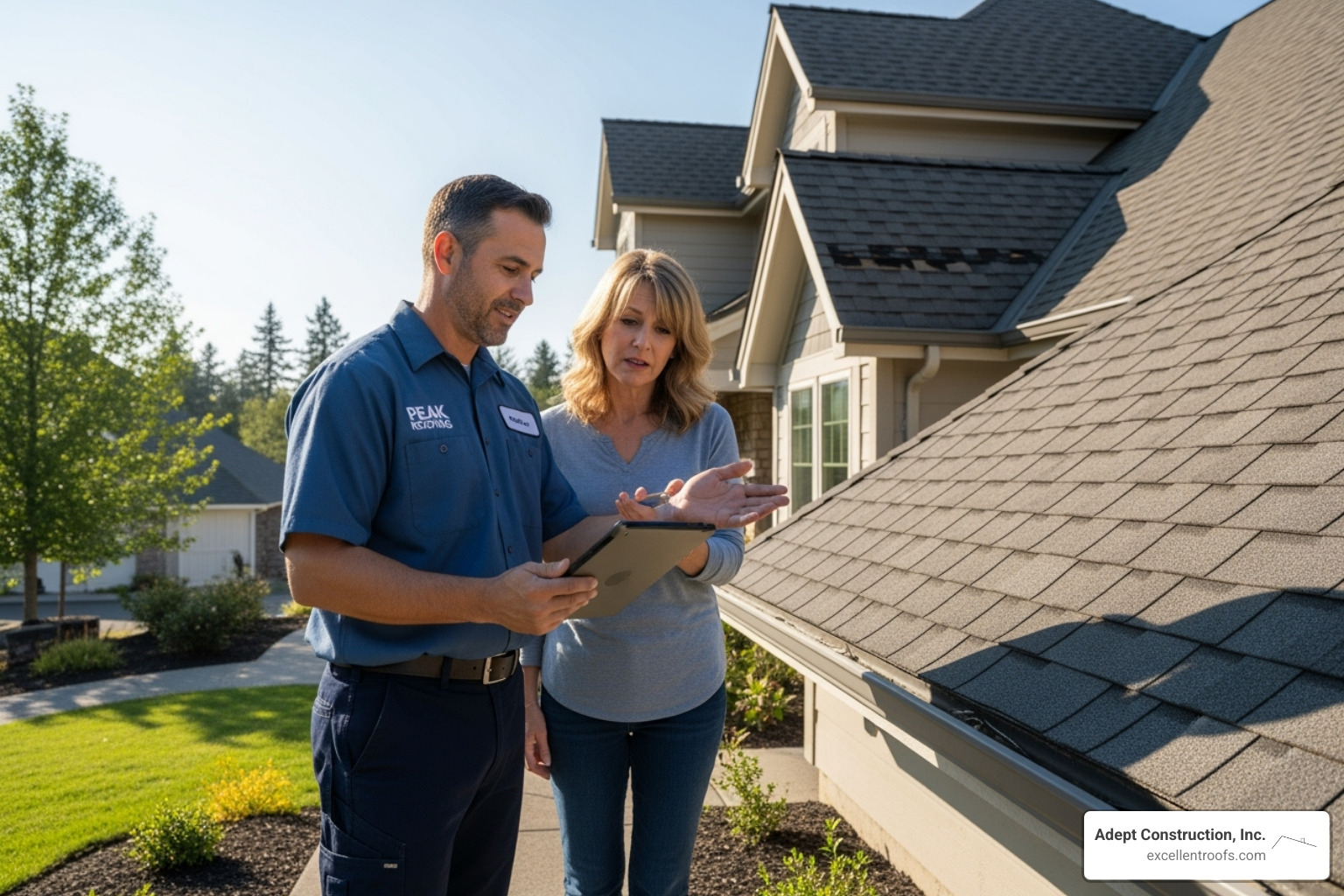 roofer providing estimate - roof repairman near me