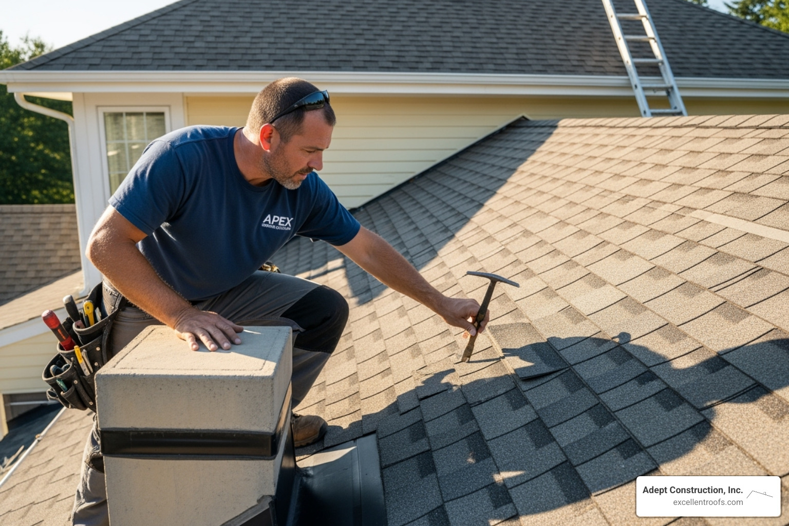 professional roofer inspecting roof - roof repairman near me