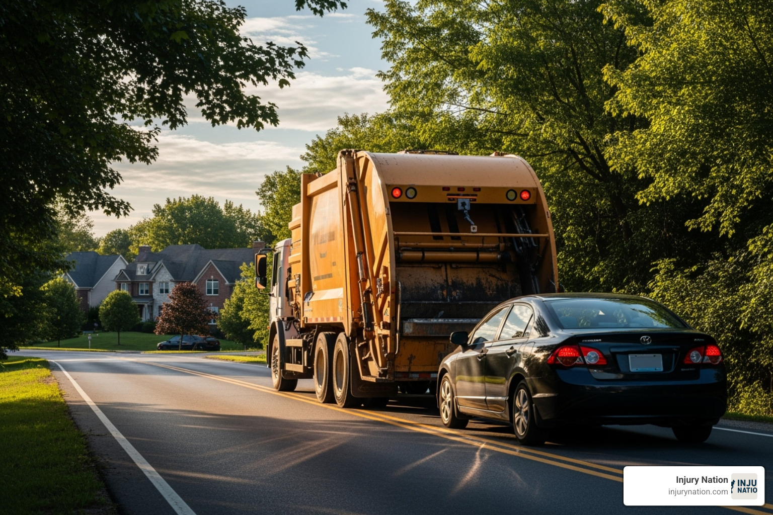 Image of a truck's large blind spots - Garbage truck accident