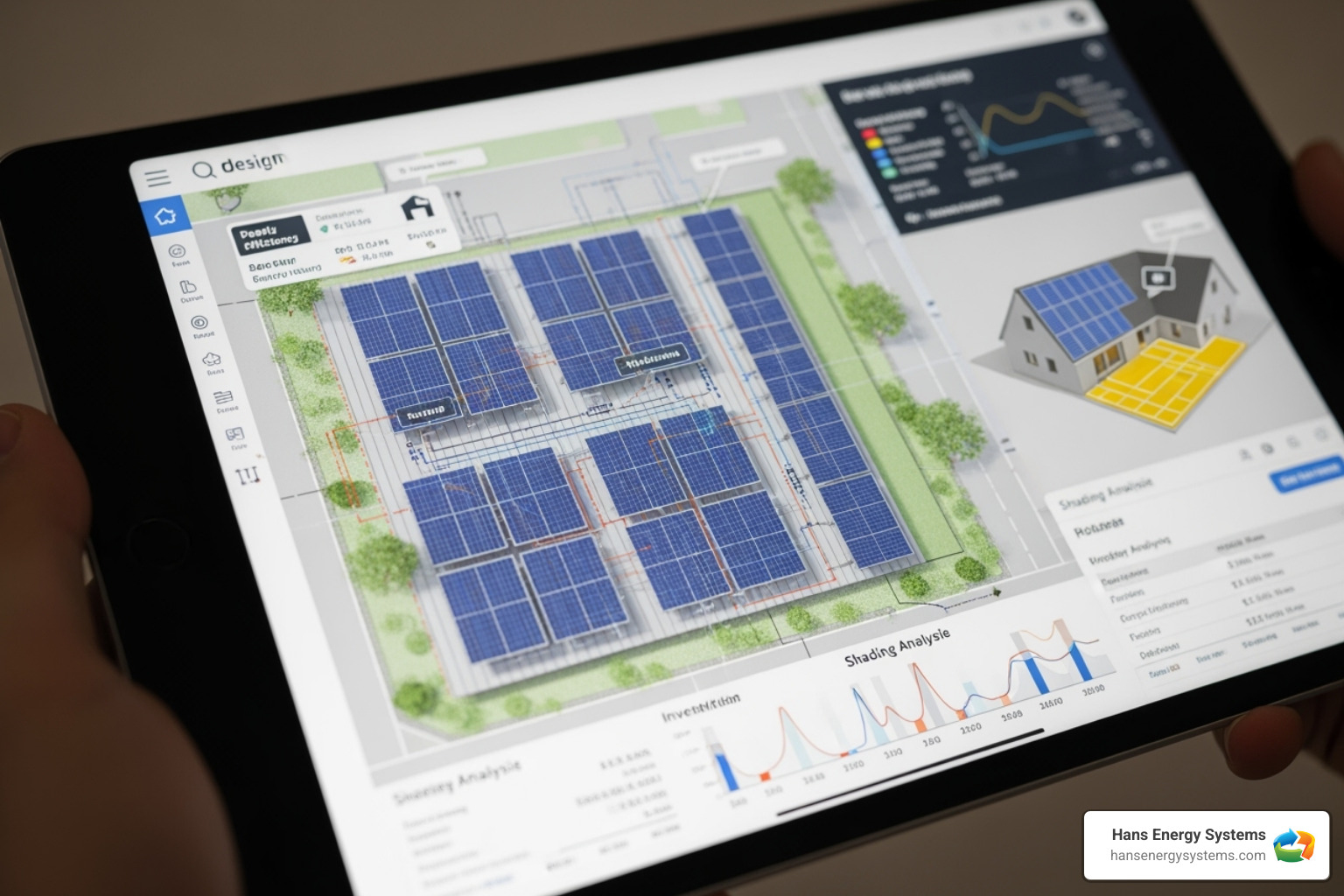 detailed solar design plan on a tablet - professional solar installers