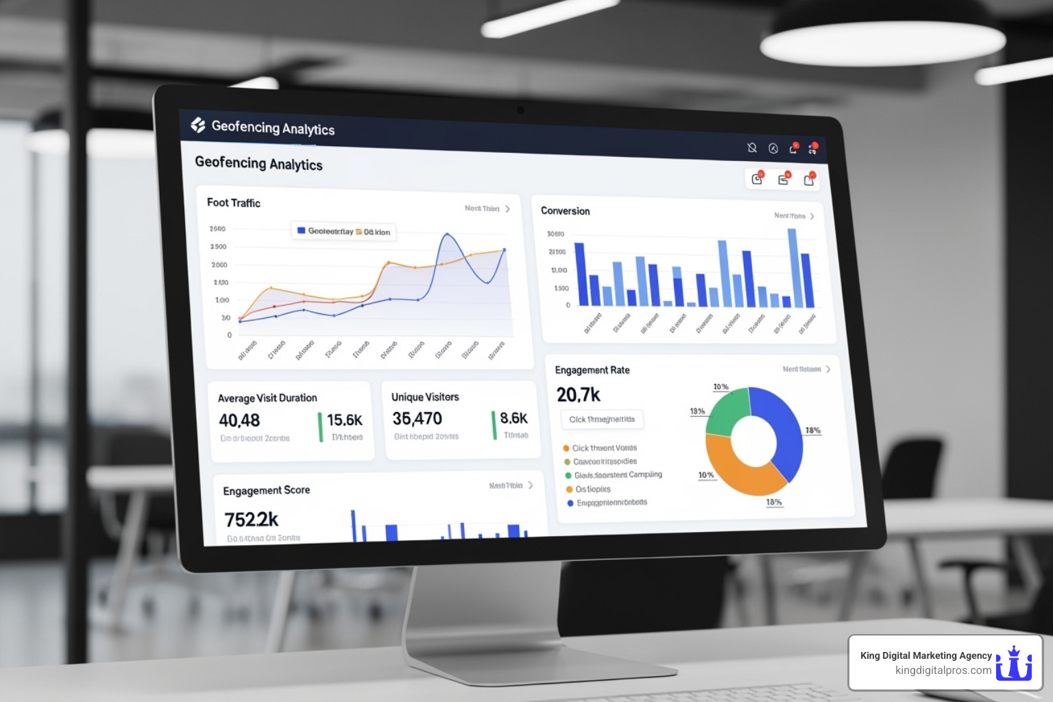geofencing analytics dashboard showing KPIs - geofencing marketing meaning