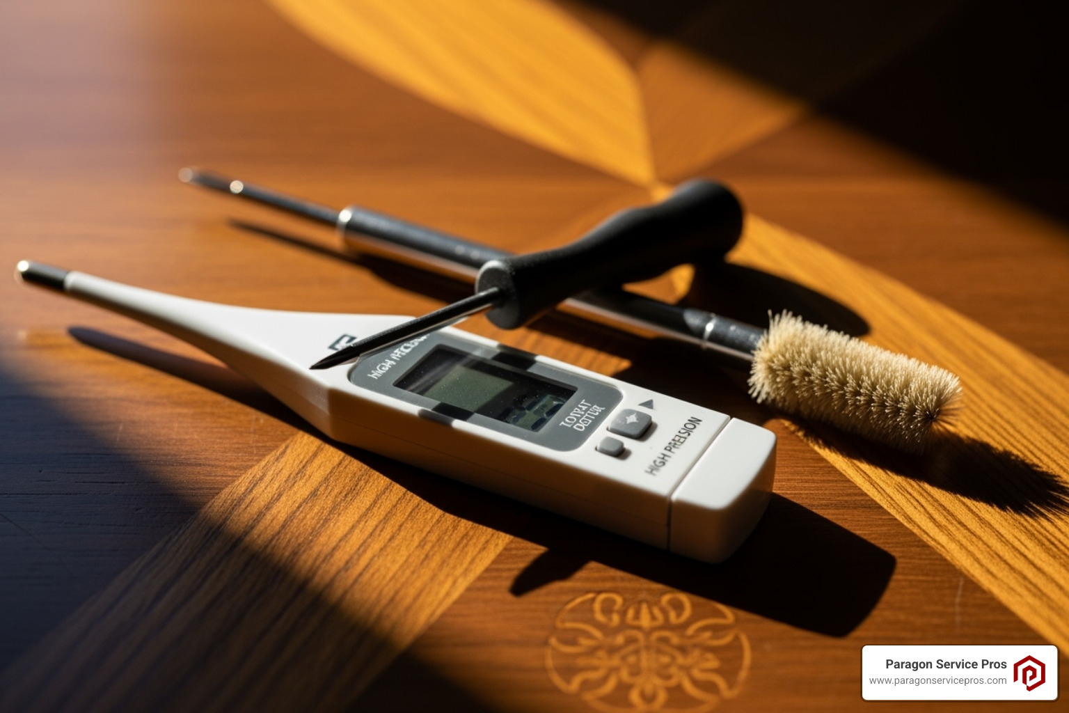Tools needed for thermostat calibration laid out neatly on a table - AC thermostat calibration Tools needed for thermostat calibration laid out neatly on a table - AC thermostat calibration