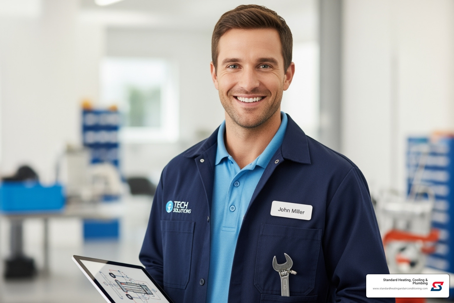Professional, friendly technician in uniform - generator service Birmingham