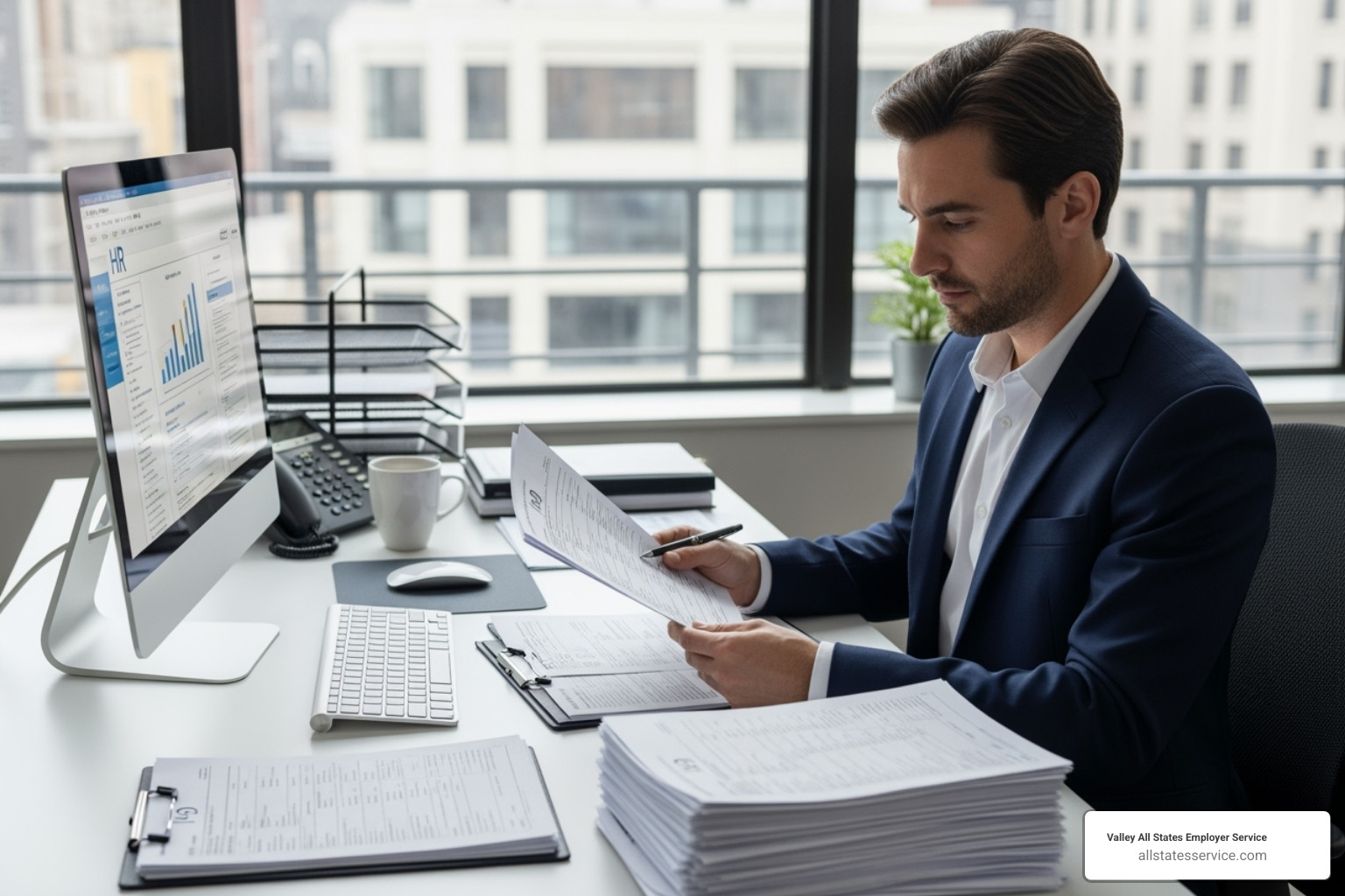 HR manager reviewing I-9 forms with a checklist - ice i 9 audit