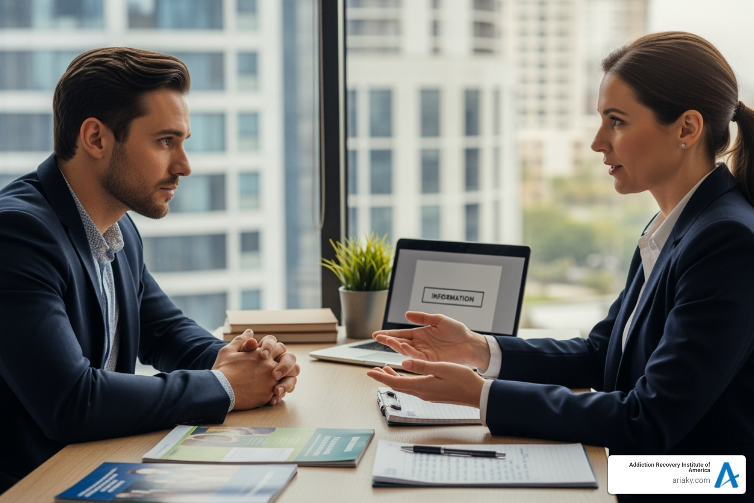 A person engaged in a thoughtful conversation with an admissions counselor, possibly discussing their treatment options and next steps - intensive outpatient programs in kentucky A person engaged in a thoughtful conversation with an admissions counselor, possibly discussing their treatment options and next steps - intensive outpatient programs in kentucky