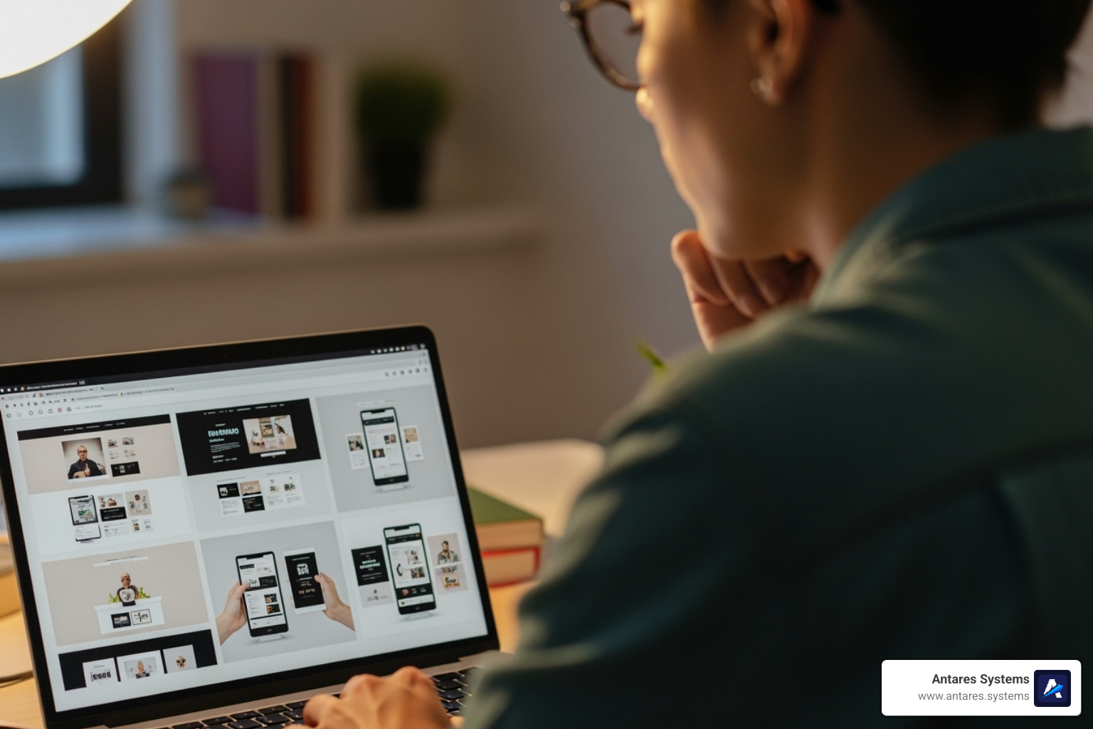 person reviewing web designer portfolio on laptop - website designer near me