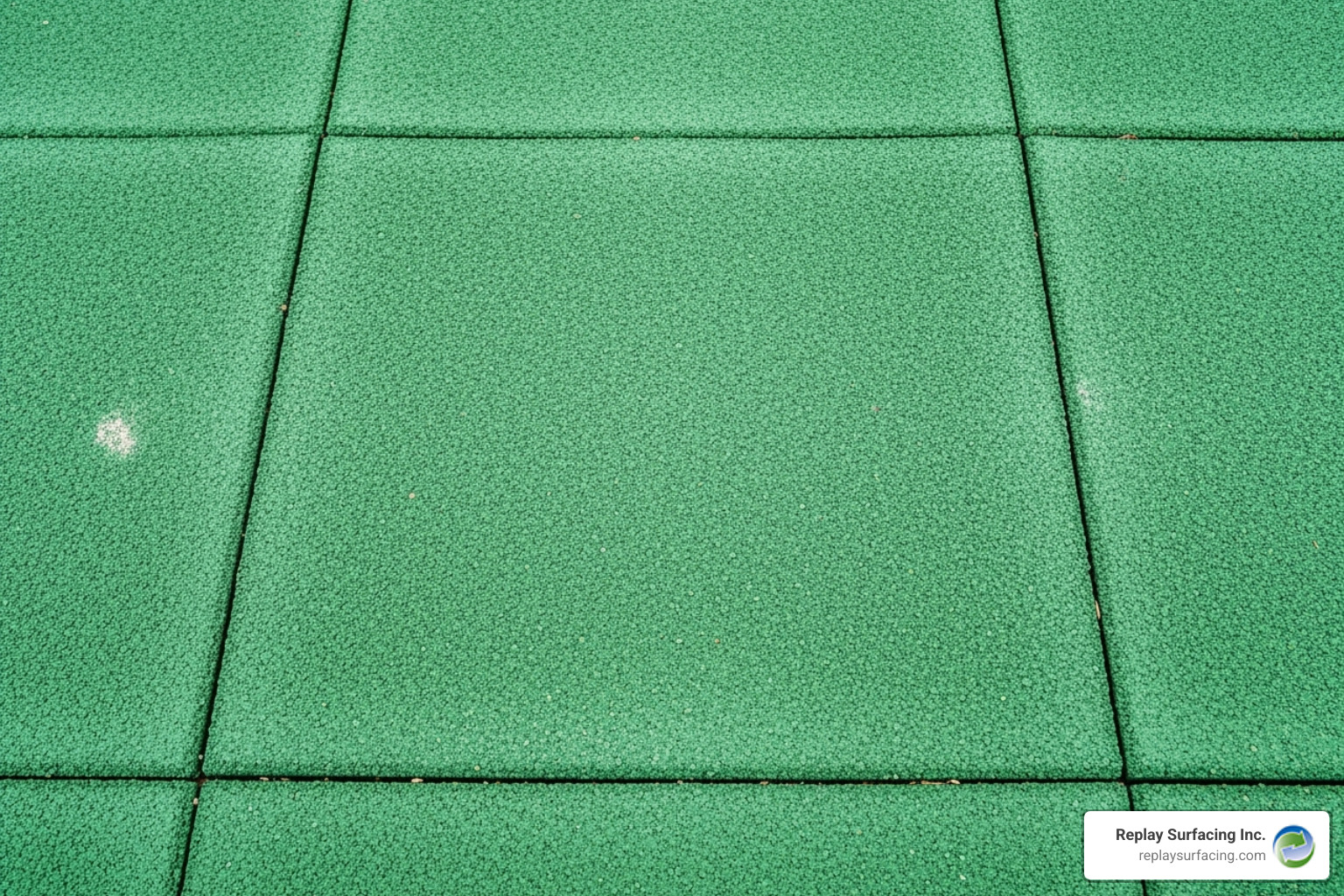Close-up of green rubber tile texture - green playground mats Close-up of green rubber tile texture - green playground mats