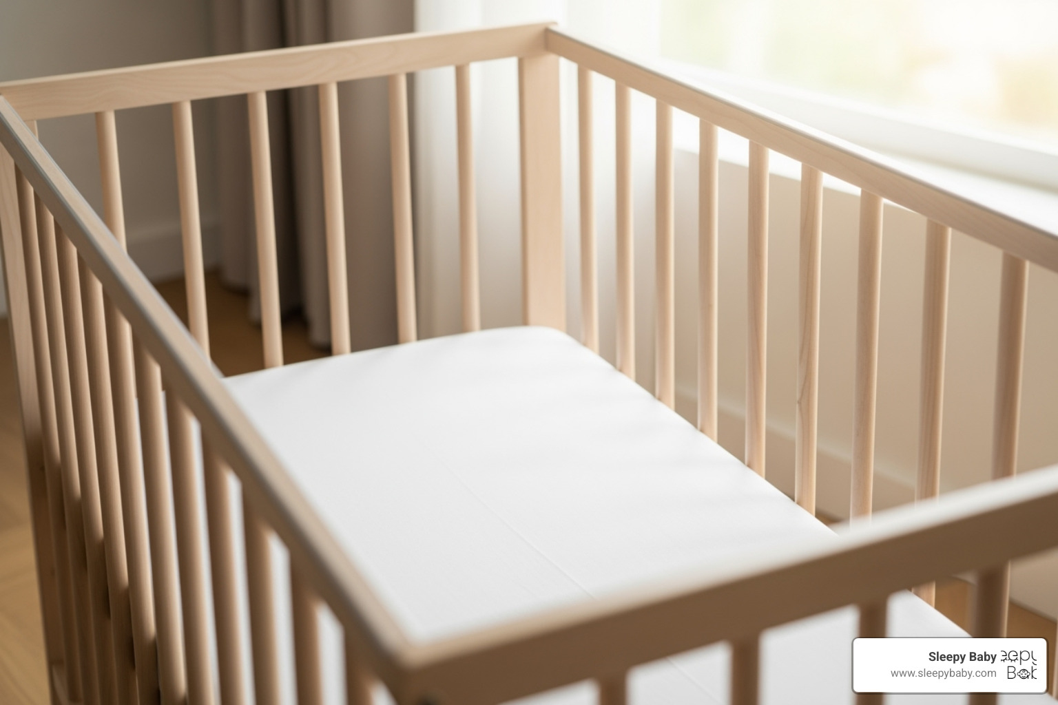 Perfectly set up safe crib: firm mattress, fitted sheet, and nothing else - baby sleep in crib