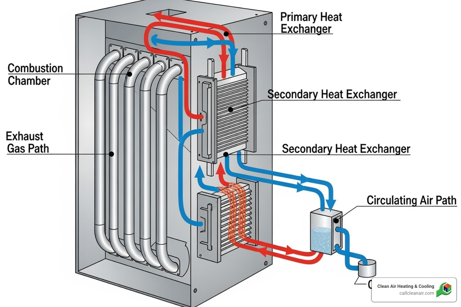 Dual heat exchanger diagram - High efficiency furnace
