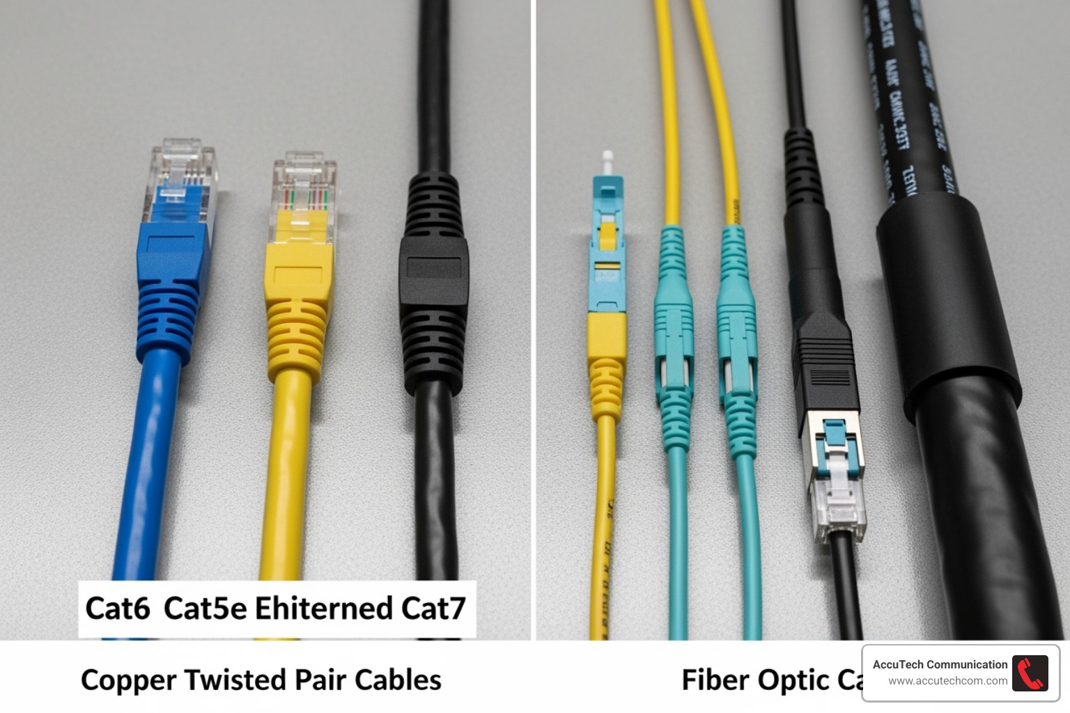 comparison of different cable types - voice and data installation