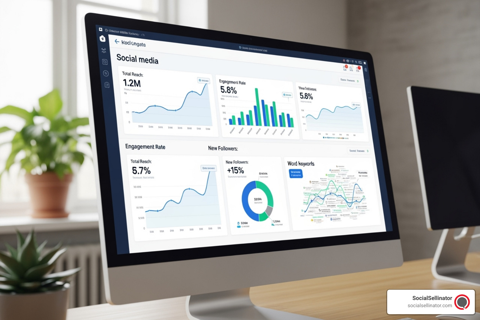 A social media analytics dashboard showing positive growth metrics, charts, and data visualizations. Metadata: Digital analytics, business growth, performance metrics, data-driven marketing, professional dashboard interface. - managing social media accounts for clients A social media analytics dashboard showing positive growth metrics, charts, and data visualizations. Metadata: Digital analytics, business growth, performance metrics, data-driven marketing, professional dashboard interface. - managing social media accounts for clients