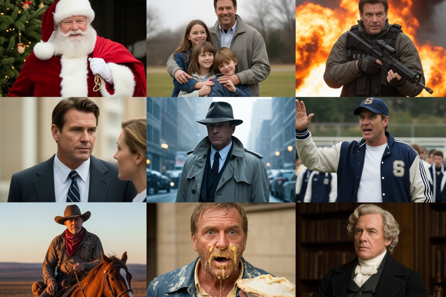 collage of Dean Cain's various movie roles (holiday, family, action) - dean cain collage of Dean Cain's various movie roles (holiday, family, action) - dean cain