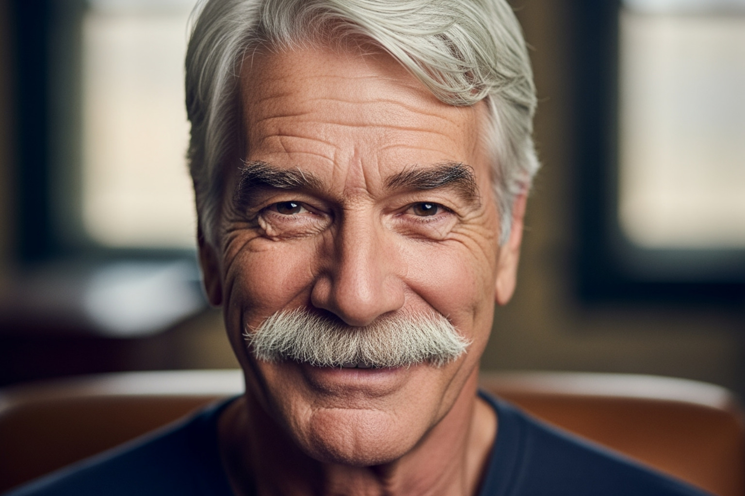 recent, smiling photo of Sam Elliott - sam elliott
