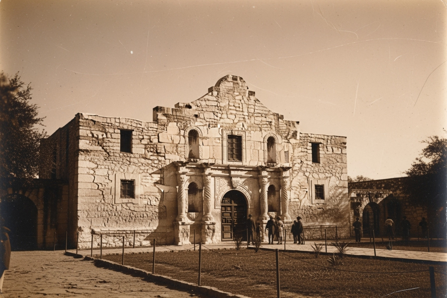 old map of Texas or a vintage photo of the Alamo - sam elliott