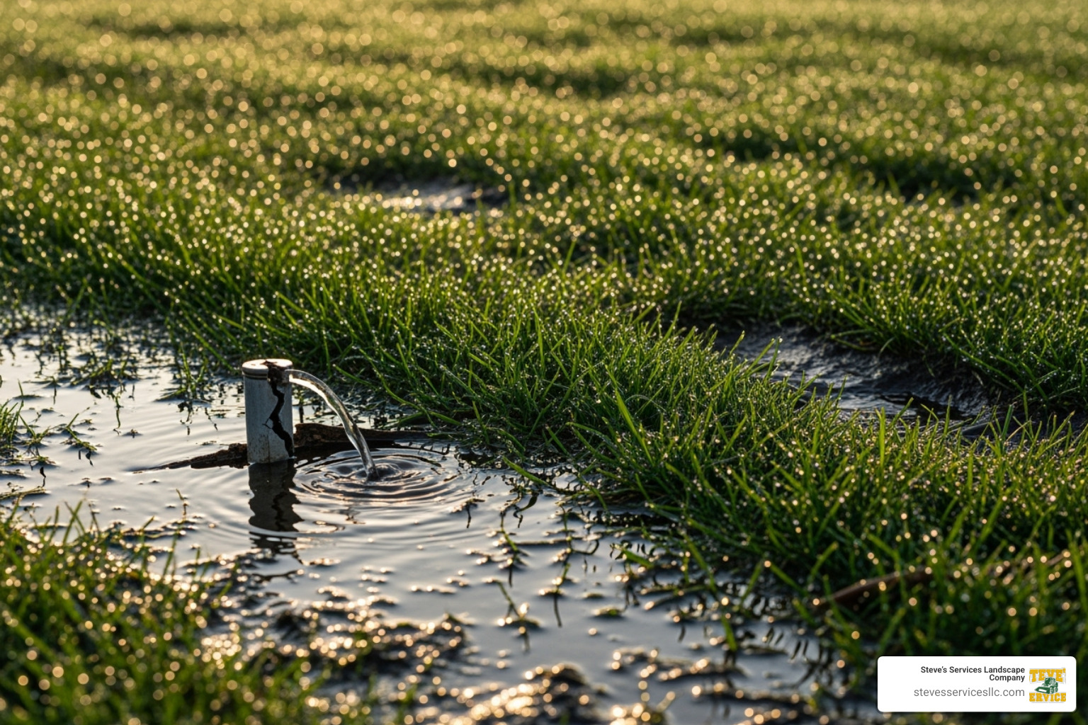 soggy patch of lawn near a sprinkler head - sprinkler repair estimate