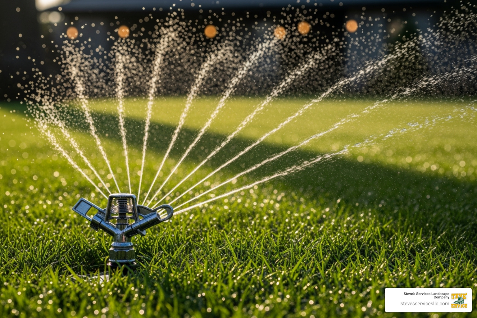 brand new, water-efficient sprinkler head in action - sprinkler repair estimate