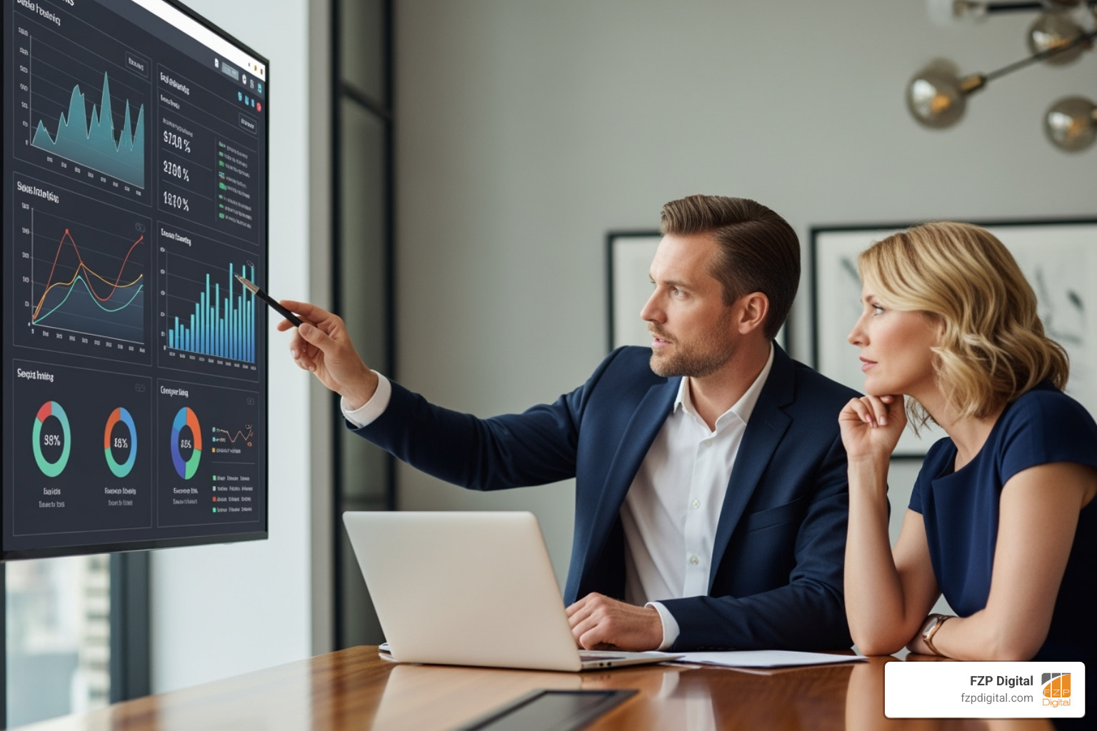 A professional consultation meeting with a client reviewing a digital dashboard displaying SEO performance metrics such as rankings, traffic, and conversions - local search engine optimization bucks county A professional consultation meeting with a client reviewing a digital dashboard displaying SEO performance metrics such as rankings, traffic, and conversions - local search engine optimization bucks county