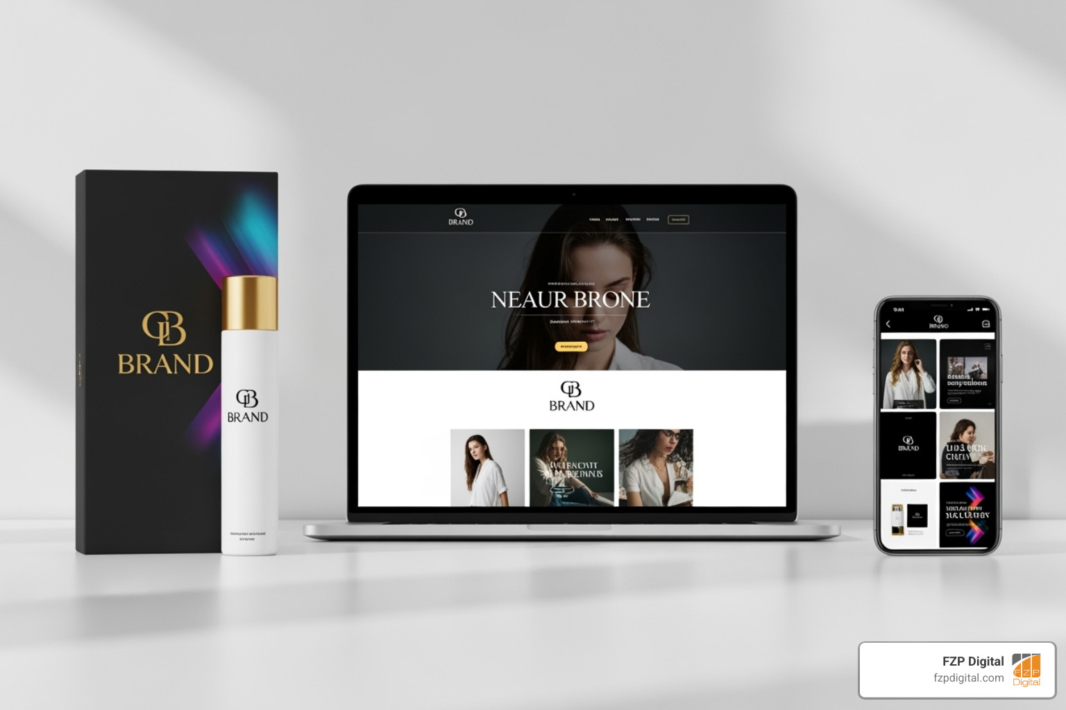 Various applications of a strong brand identity, including product packaging, a professional website, and consistent social media graphics - what does a brand identity designer do Various applications of a strong brand identity, including product packaging, a professional website, and consistent social media graphics - what does a brand identity designer do