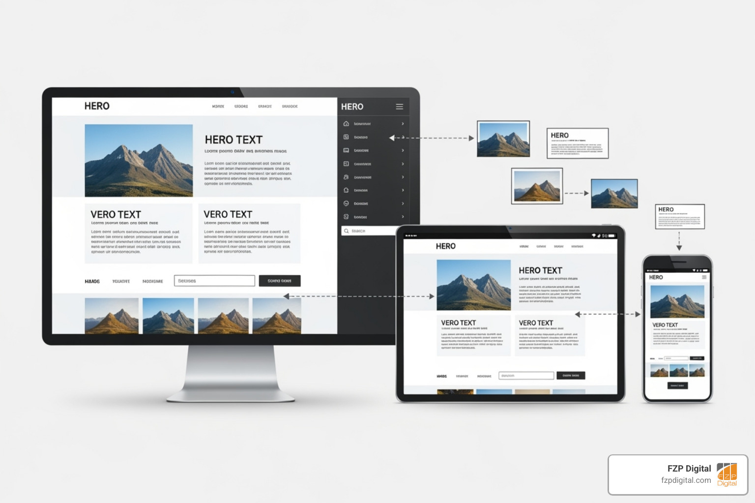 Fluid grid layout adapting to different screen sizes - responsive website design