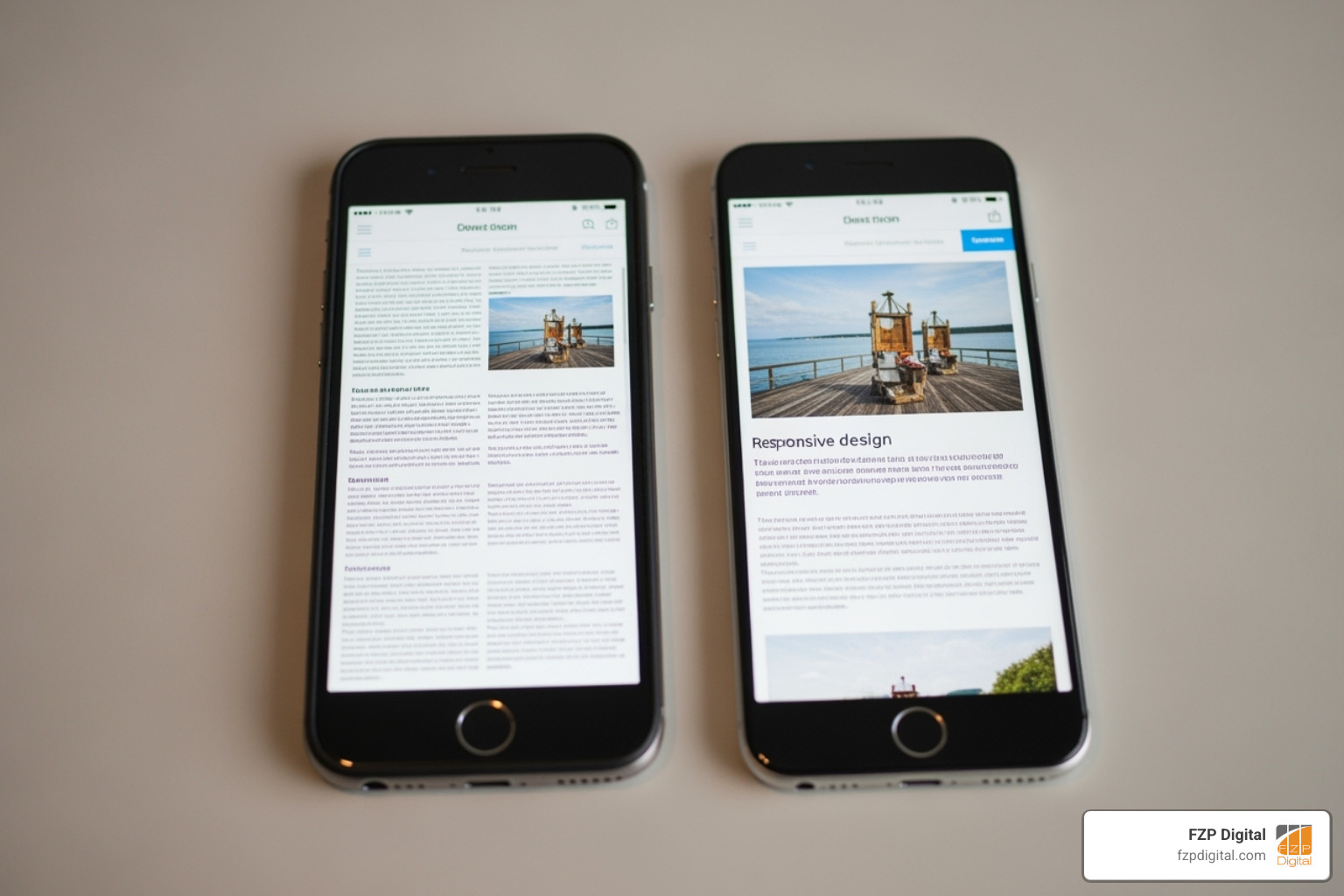 Frustrating non-responsive mobile site next to a clean, responsive one - responsive ecommerce website