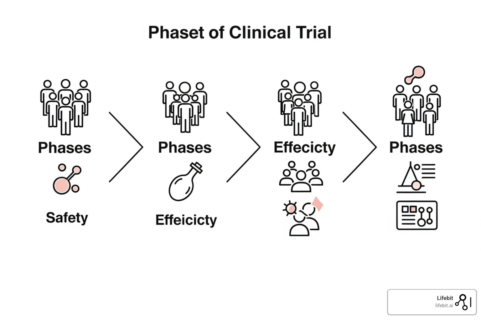 Illustration of the four phases of a clinical trial - Clinical trial data