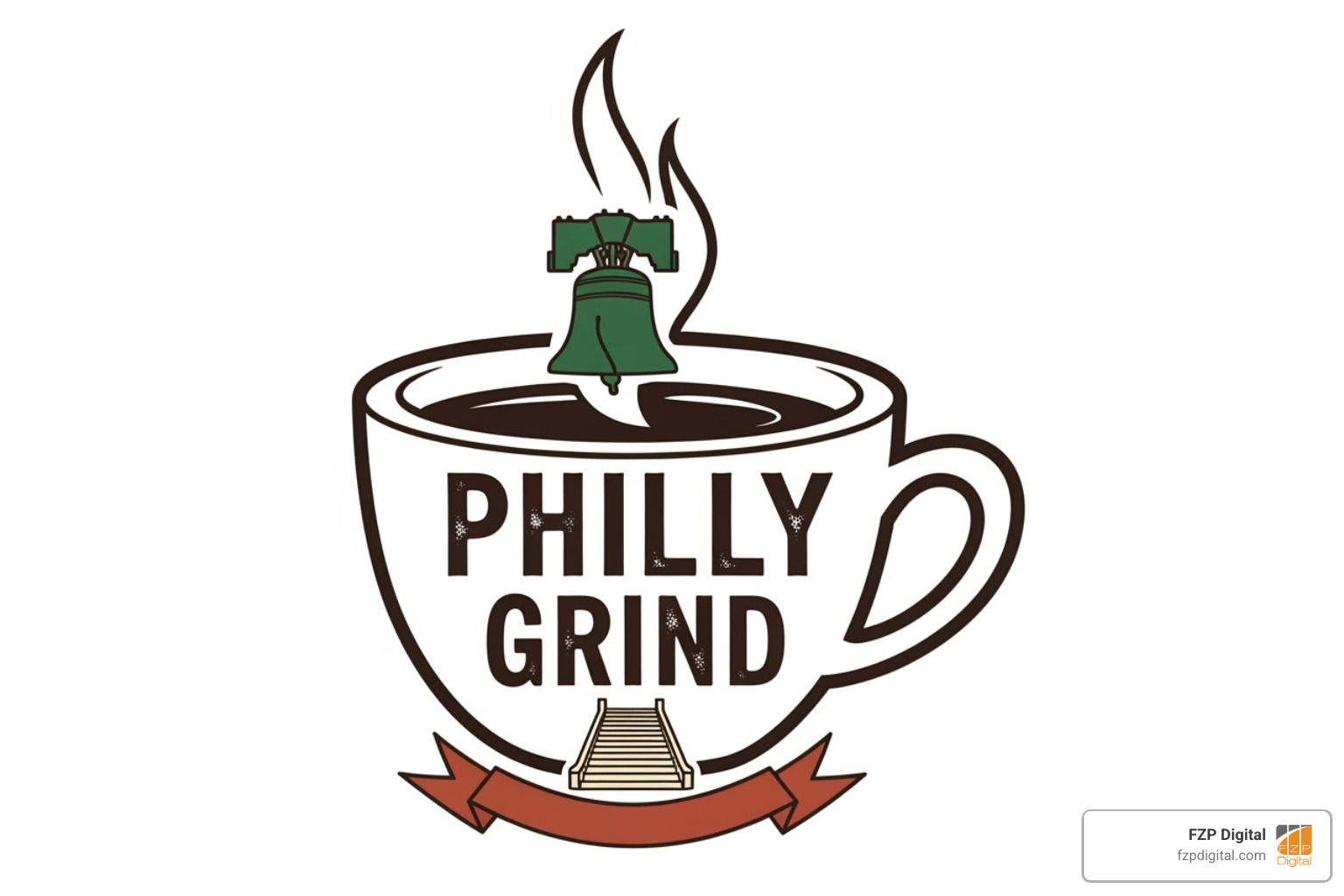 fictional Philly coffee shop logo with annotations pointing out effective design choices - logo design philadelphia fictional Philly coffee shop logo with annotations pointing out effective design choices - logo design philadelphia