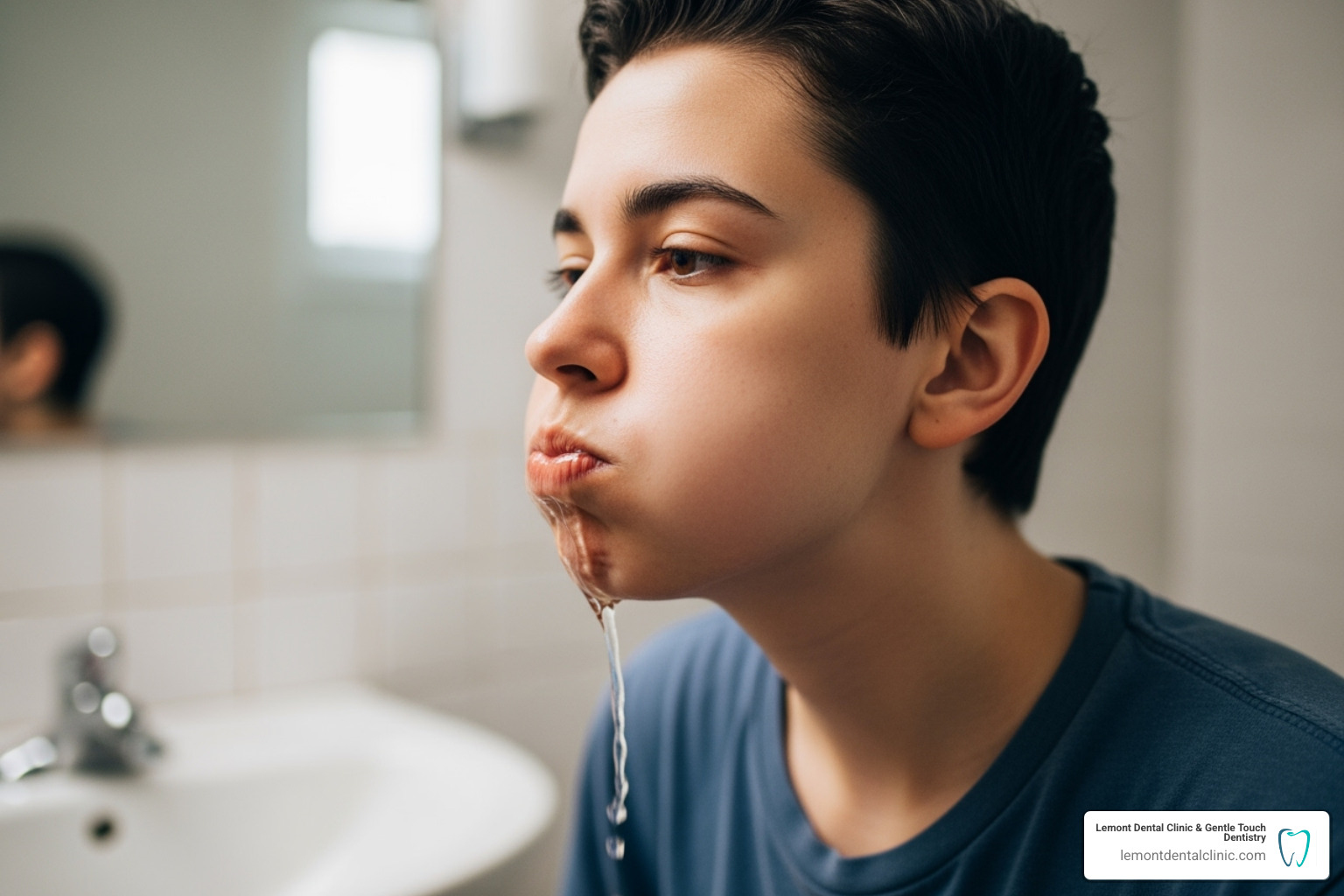 image of a person swishing with a saltwater rinse - why does dental cleaning hurt so much image of a person swishing with a saltwater rinse - why does dental cleaning hurt so much
