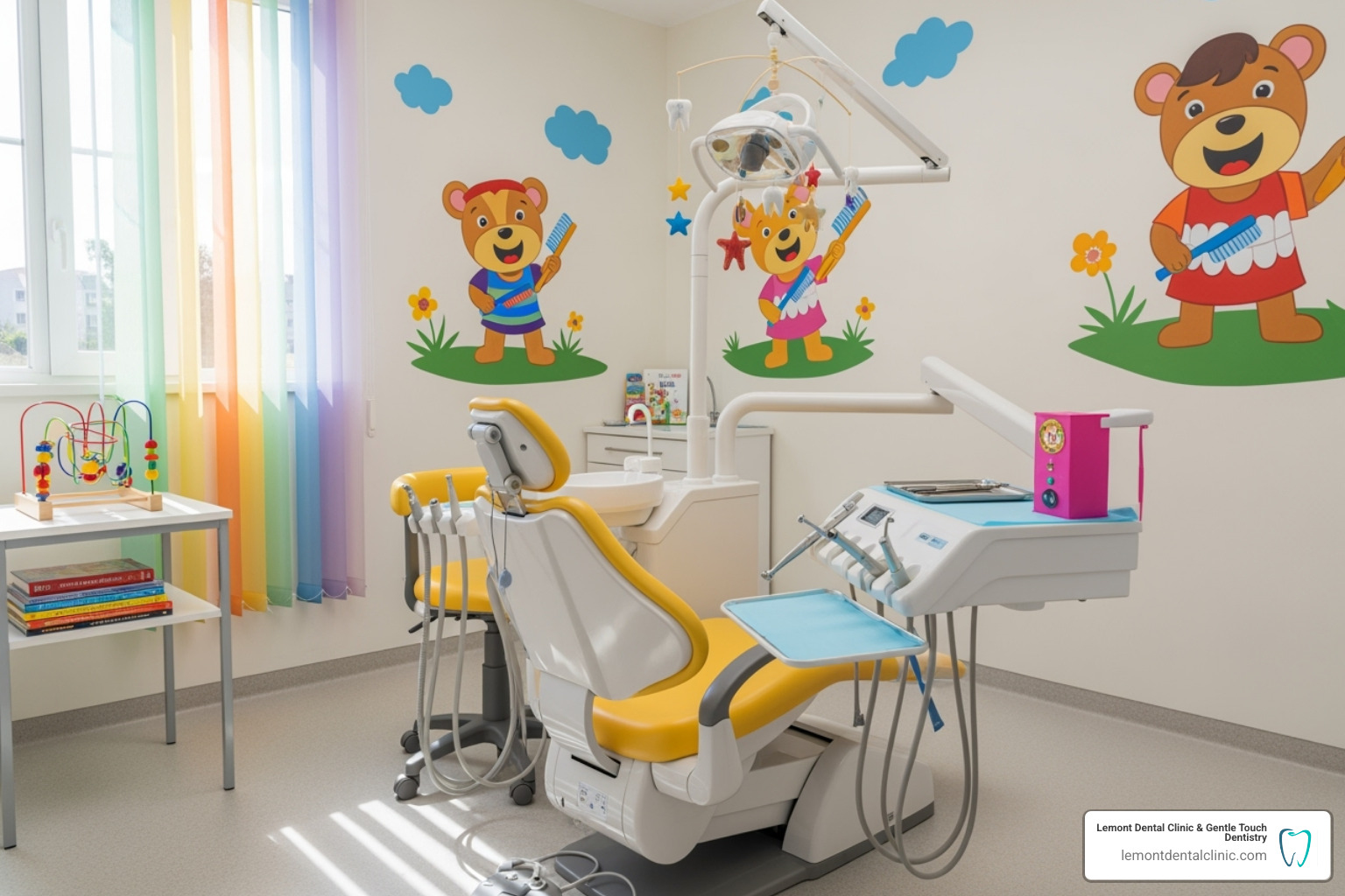 colorful, child-friendly dental exam room - kids dentist near palos hills