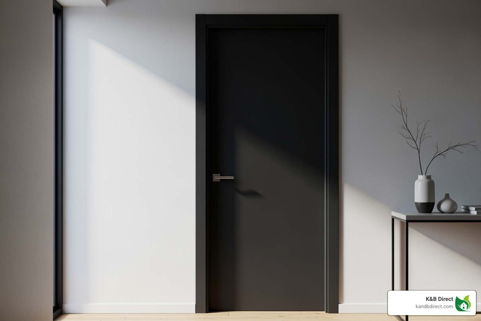 Trendy, dark-colored interior door in a modern home - buy internal doors online Trendy, dark-colored interior door in a modern home - buy internal doors online
