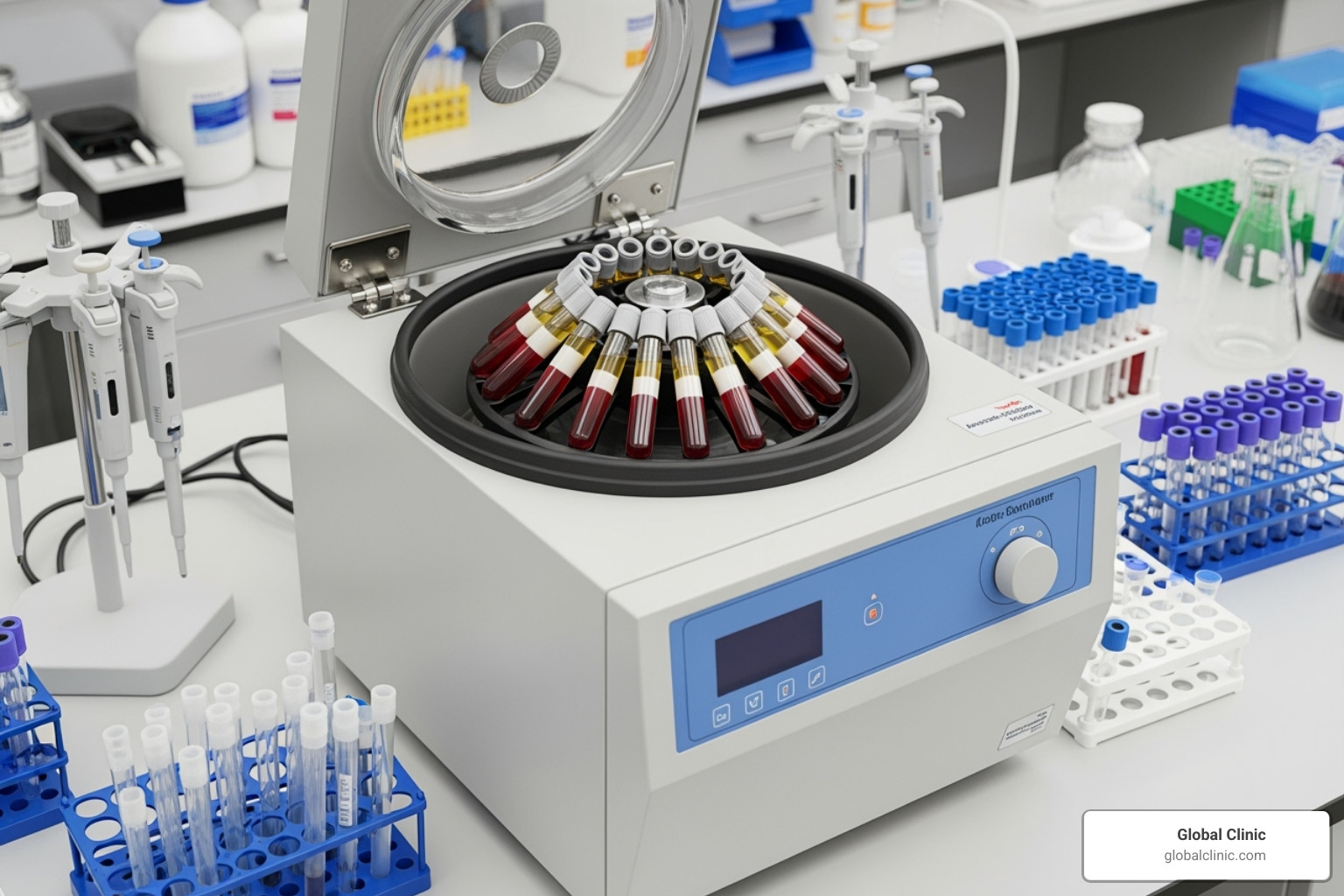 Centrifuge separating blood components for PRP procedure - Joint injection therapy