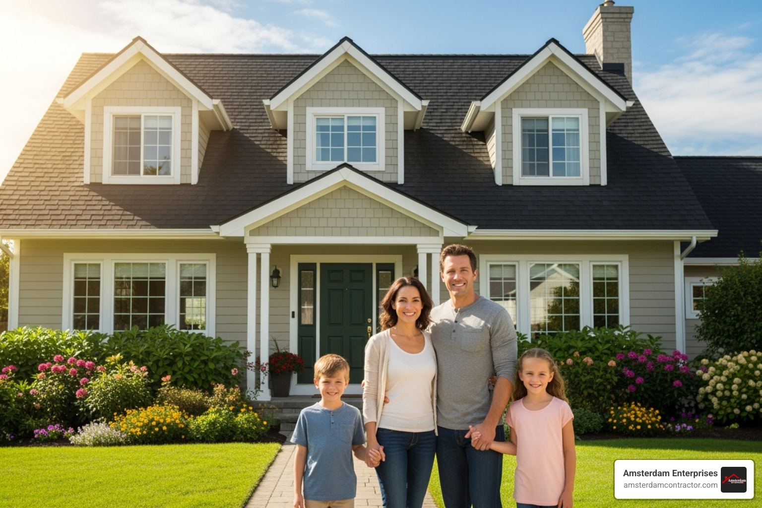 happy family new roof - company roofing
