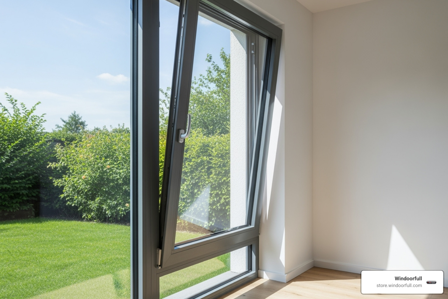 Image demonstrating the 'tilt' function of a Euro style window for ventilation - euro style windows