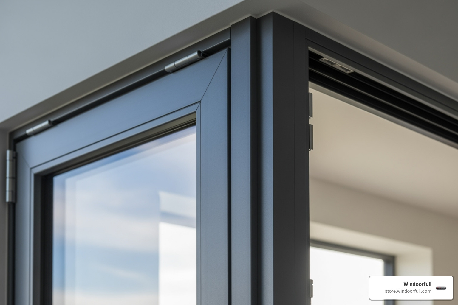Image of a close-up on a slim profile Euro style window frame - euro style windows