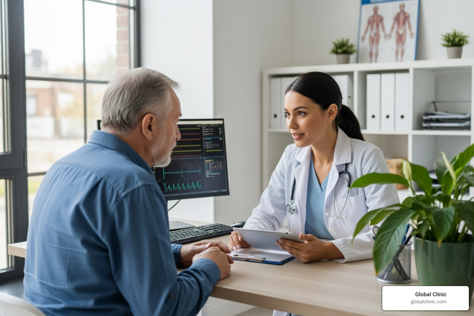 Image of a patient consulting with a doctor in a clinic setting - what is nad injections