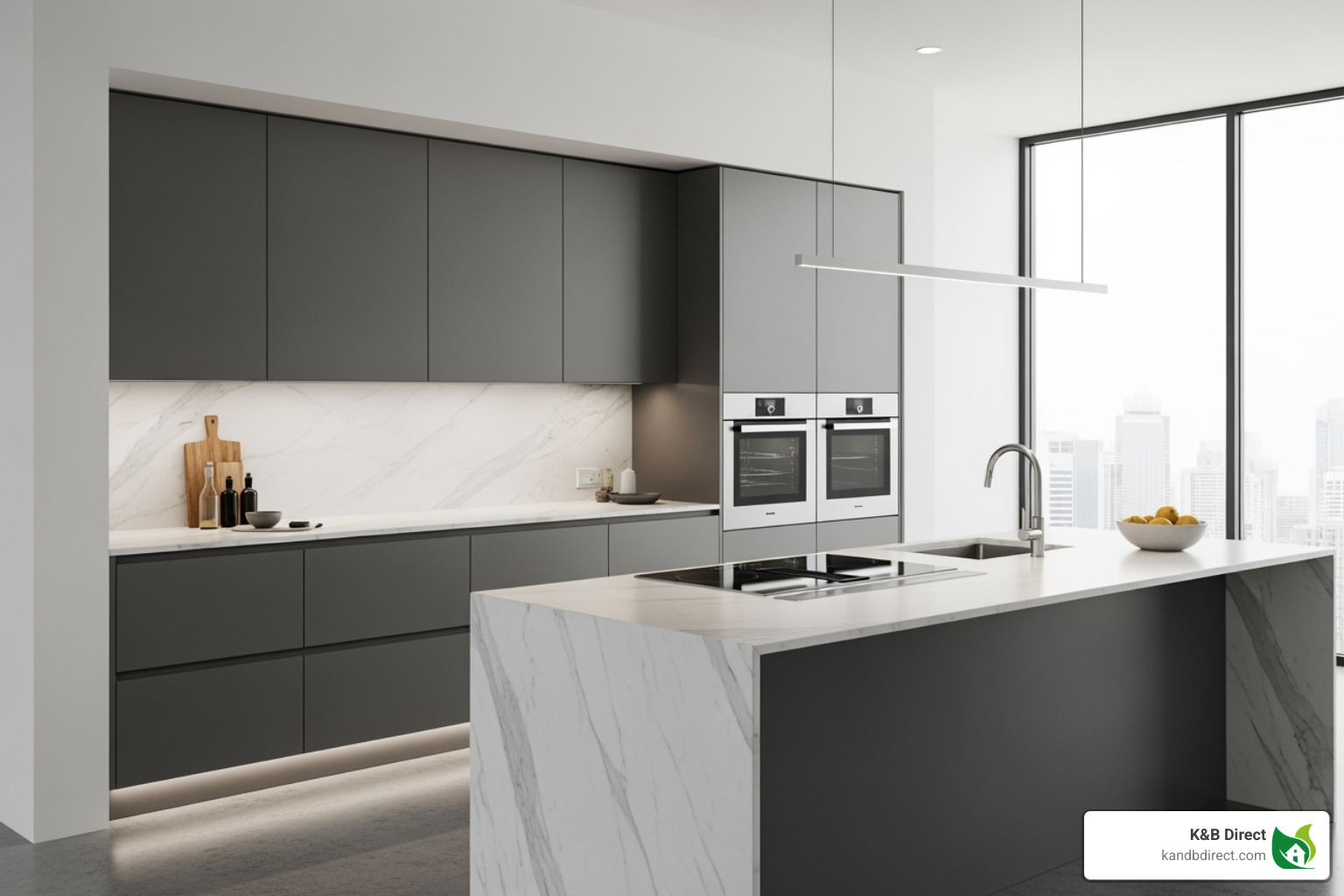A modern kitchen with sleek, minimalist cabinet trim, demonstrating clean lines and integrated design - cabinet casing A modern kitchen with sleek, minimalist cabinet trim, demonstrating clean lines and integrated design - cabinet casing